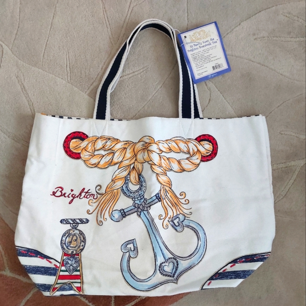 Brighton White Nautical Tote Bag